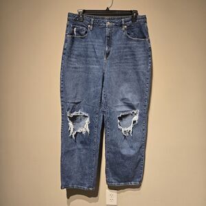 Wild Fable Women's Size 18 Jeans High Rise Baggy Wide Leg Distressed Low Stretch